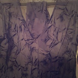 Blue print, long- sleeve sleep shirt & panties